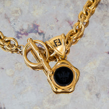  Fendi FF Logo Black Crest Pendant Necklace