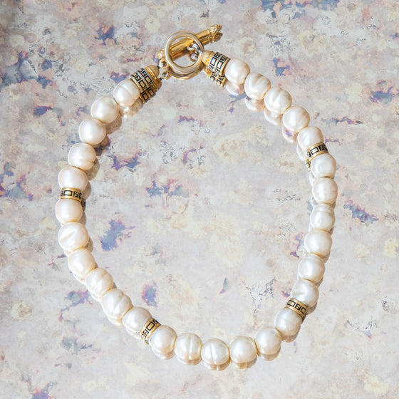 Fendi Baroque Glass Faux Pearl Collar Necklace