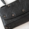 Fendi Vintage Floral Embossed Studded Shoulder Bag
