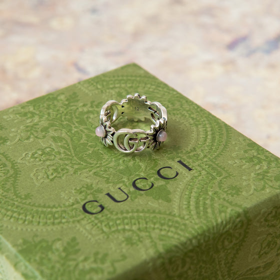 Gucci Double GG Marmont Flower Ring sterling silver with Topaz