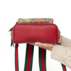 Gucci Tian Web Small Day Backpack In Floral Hummingbird Beige Supreme  Red Calfskin Leather