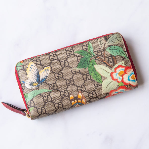 Gucci Tian Zip Around Wallet In Floral Hummingbird – EVEYSPRELOVED