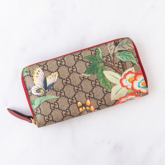 Gucci Tian Zip Around Wallet In Floral Hummingbird