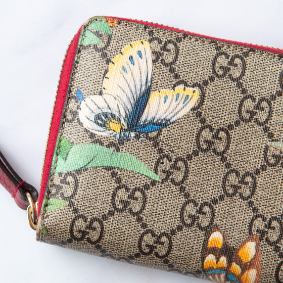 Gucci Tian Zip Around Wallet In Floral Hummingbird