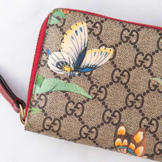 Gucci Tian Zip Around Wallet In Floral Hummingbird