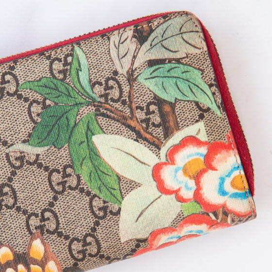 Gucci Tian Zip Around Wallet In Floral Hummingbird