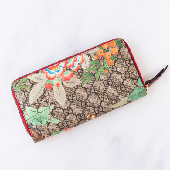 Gucci Tian Zip Around Wallet In Floral Hummingbird