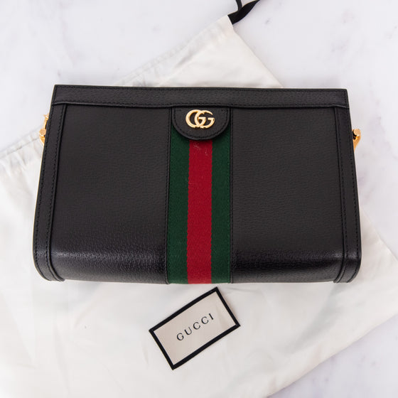 Gucci Black Small Ophidia Web Chain Shoulder Bag