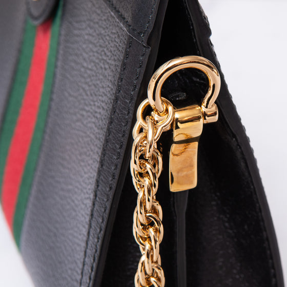 Gucci Black Small Ophidia Web Chain Shoulder Bag
