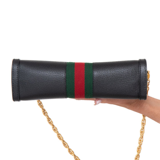 Gucci Black Small Ophidia Web Chain Shoulder Bag