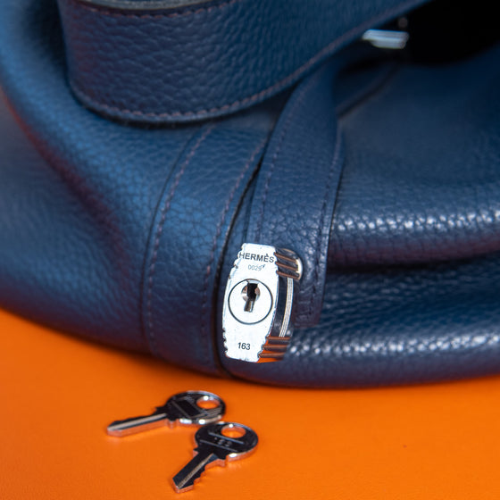 Hermes Blue Leather Picotin 26 Bag