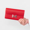 Hermes Red  Constance Long Wallet Clutch
