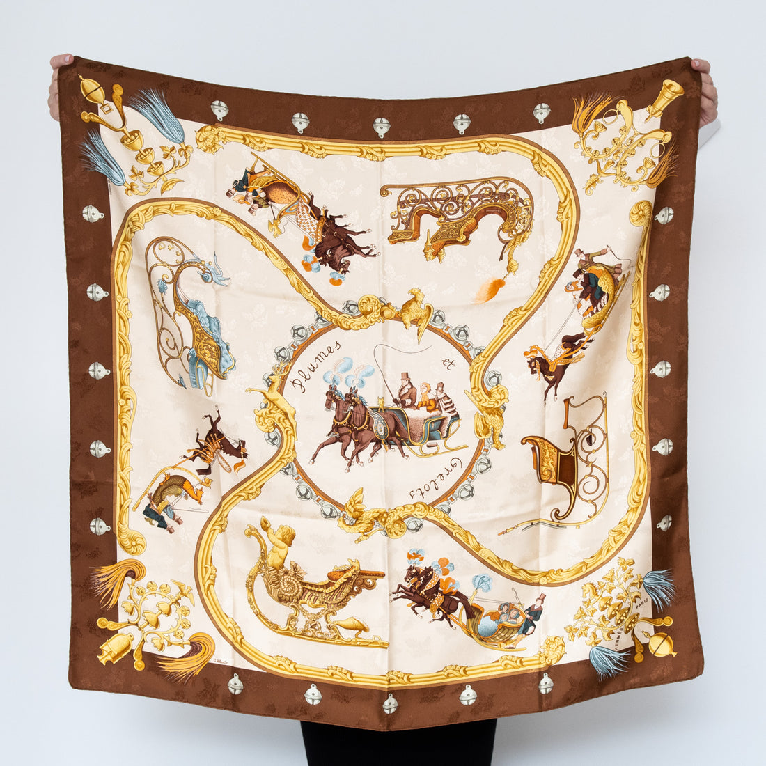  Hermes Plumes et Grelots Julia Abadie Silk Scarf 90 cm - EVEYSPRELOVED