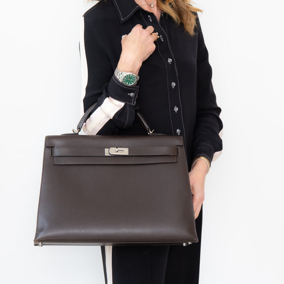 Hermes Kelly Sellier 40  Ebene Ardennes Leather