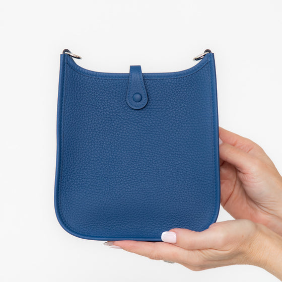 Hermes Mini Evelyne 16 Amazone Bleu  Clemence Leather Bag