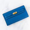 Hermès Kelly To Go Wallet Blue Epsom Leather