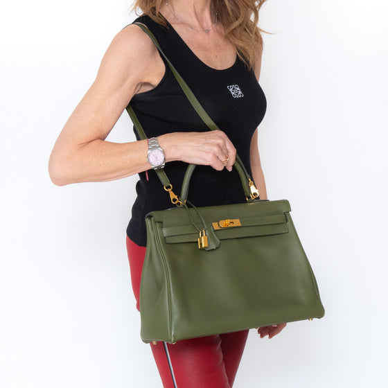 Hermes Kelly 35 Green Bag