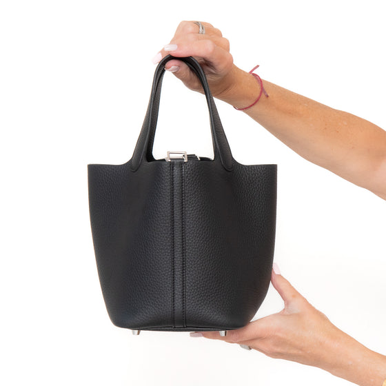 **UNUSED** Hermes Picotin Lock 18 Black Clemence Leather Palladium Tone Hardware 2025