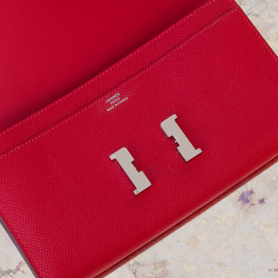 Hermes Red  Constance Long Wallet Clutch