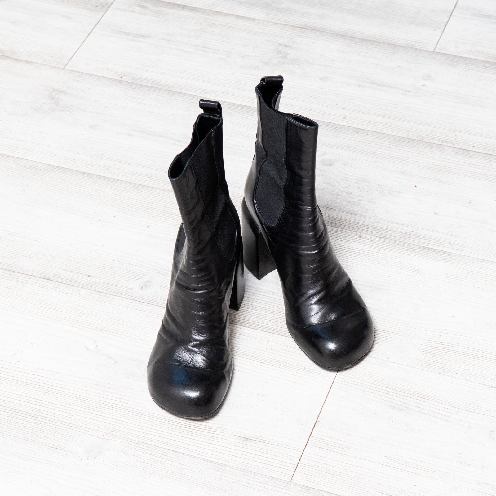 Jill Sander Black Leather Ankle Boots Size 38 - EVEYSPRELOVED