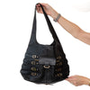 Jimmy Choo Bardia Black Leather Buckle Hobo Bag.