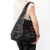 Jimmy Choo Bardia Black Leather Buckle Hobo Bag.