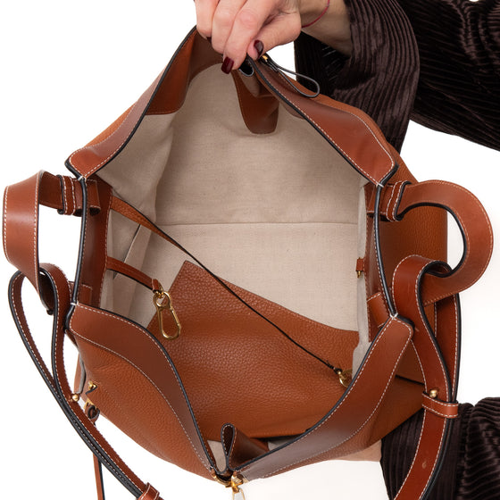 Loewe Tan  And Brown Leather Hammock Bag