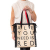 Christian Louboutin Cabalace Natural All You Need Is Red Tote Bag