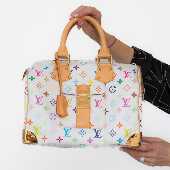 Louis Vuitton X Takashi Murakami Multicolore White Speedy 30 Bag