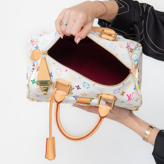 Louis Vuitton X Takashi Murakami Multicolore White Speedy 30 Bag