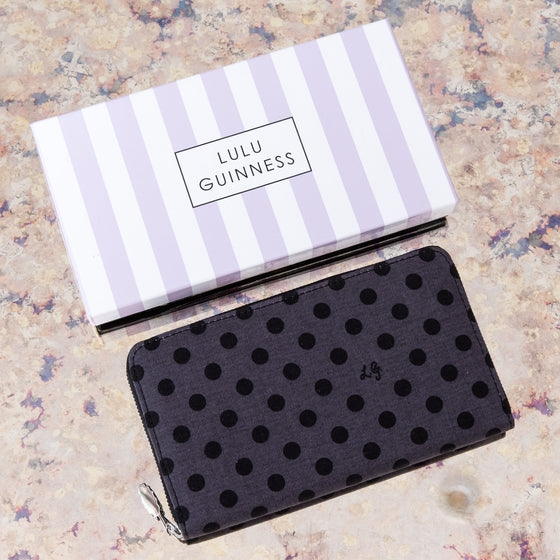 Lulu Guinness Polkadot Fabric Wallet Lulu Guiness
