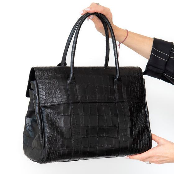 Mulberry Black Bayswater Heritage Mock Croc Leather Bag