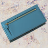 Mulberry Teal Blue Plaque Continental Leather Wallet