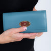 Mulberry Teal Blue Plaque Continental Leather Wallet