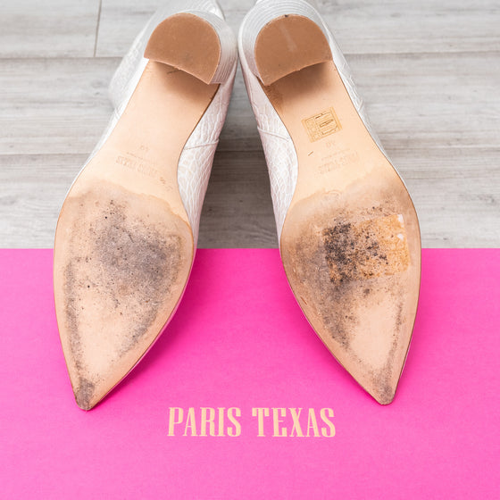Paris Texas Off White Knee High Mock Croc Boots - EVEYSPRELOVED