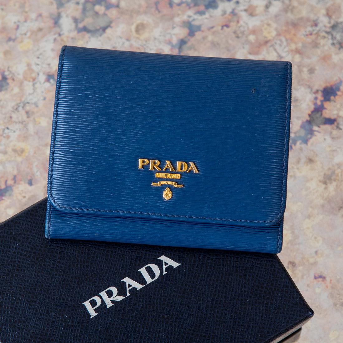  Prada Blue Leather Bifold  Wallet Prada