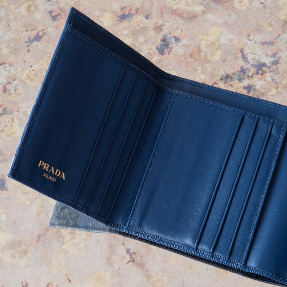 Prada Blue Leather Bifold  Wallet Prada