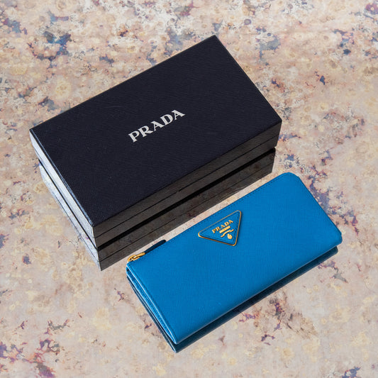 Prada Blue Leather Wallet