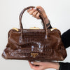 Prada Vintage Brown Crocodile Bag with Gold Tone Hardware