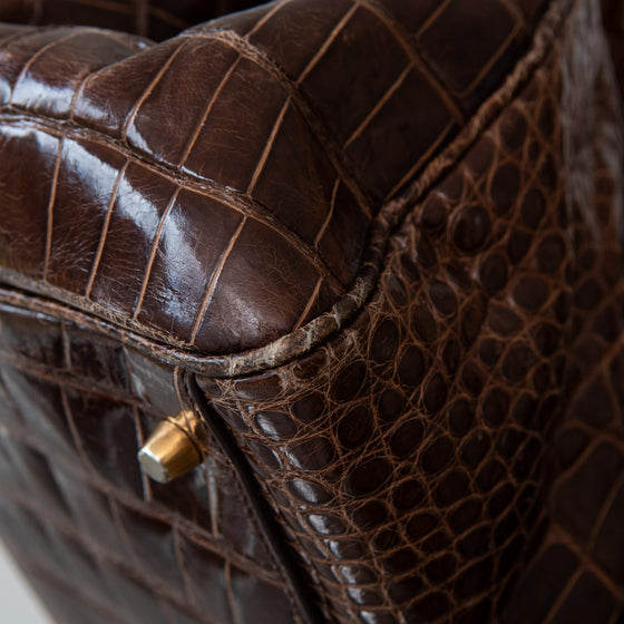 Prada Vintage Brown Crocodile Bag with Gold Tone Hardware