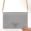 Prada Saffiano Grey Leather Crossbody Bag