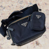 Prada Black Re Nylon  And Saffiano Leather Shoulder Bag