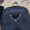 Prada Black Re Nylon  And Saffiano Leather Shoulder Bag