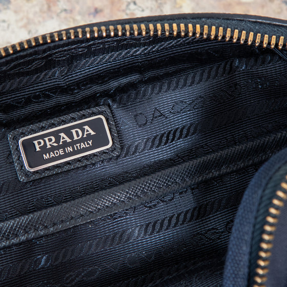 Prada Black Re-Nylon  And Saffiano Leather Shoulder Bag