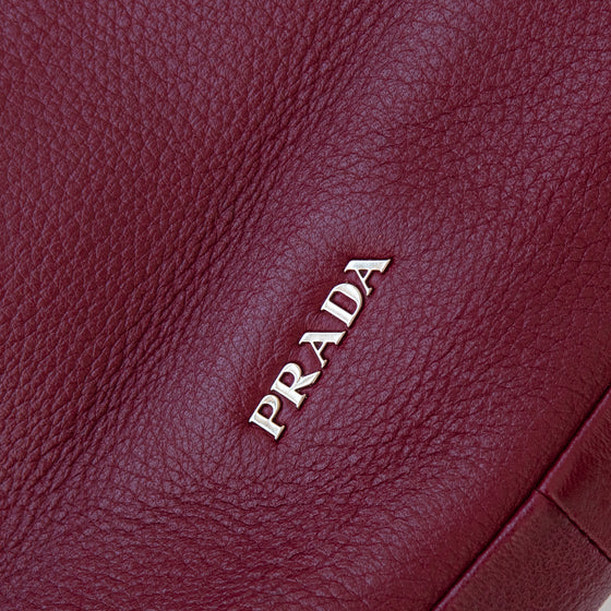 Prada Burgundy Cervo Zip Around Hobo Bag