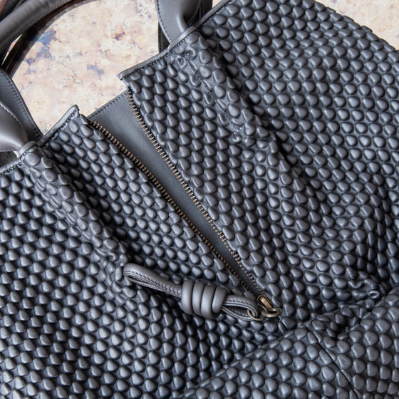 Tissa Fontaneda Grey Leather Tote Bag
