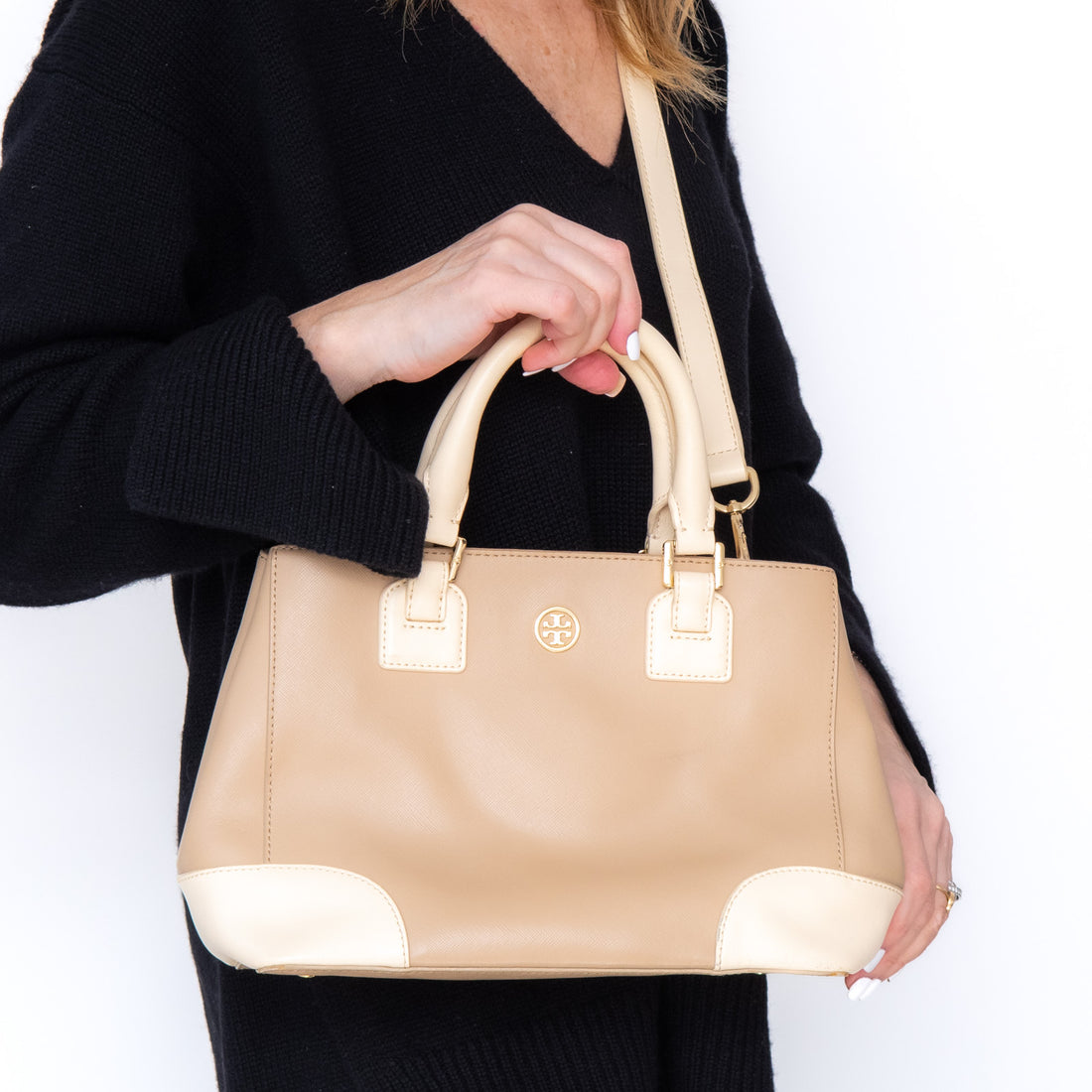  Tory Burch Beige Leather Tote Bag Tory Burch