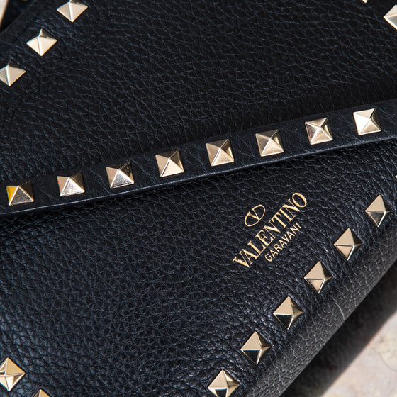 Valentino Garavani Black Leather Rockstud Bag