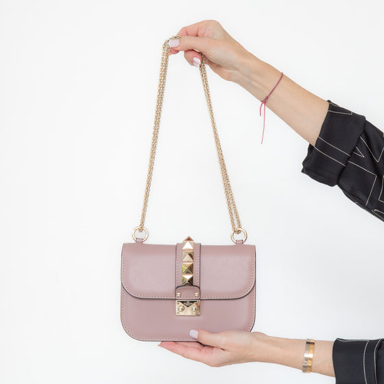 Valentino Garavani Rockstud Glamlock Blush Pink Bag