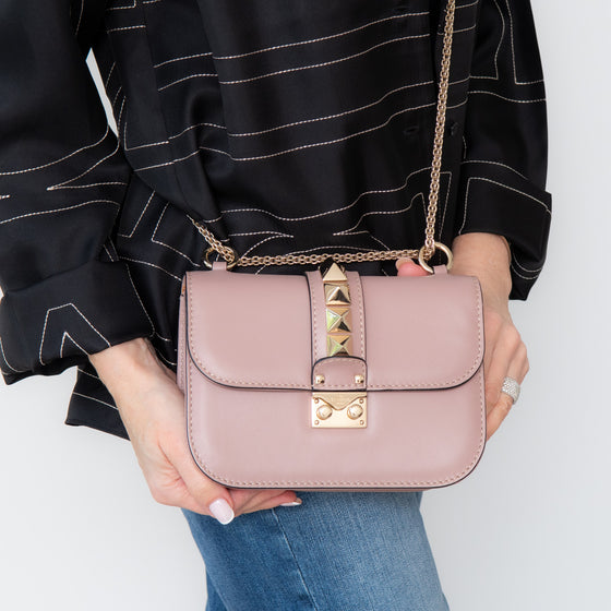 Valentino Garavani Rockstud Glamlock Blush Pink Bag